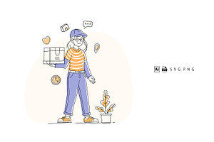 Illustration Woman Delivery, a Transportation Illustration by Stock Shape