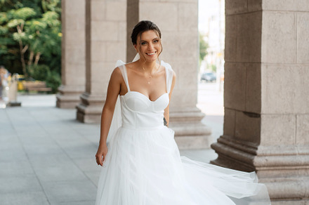 young woman bride in white dress, a Person Photo by Weddings, People, Travel
