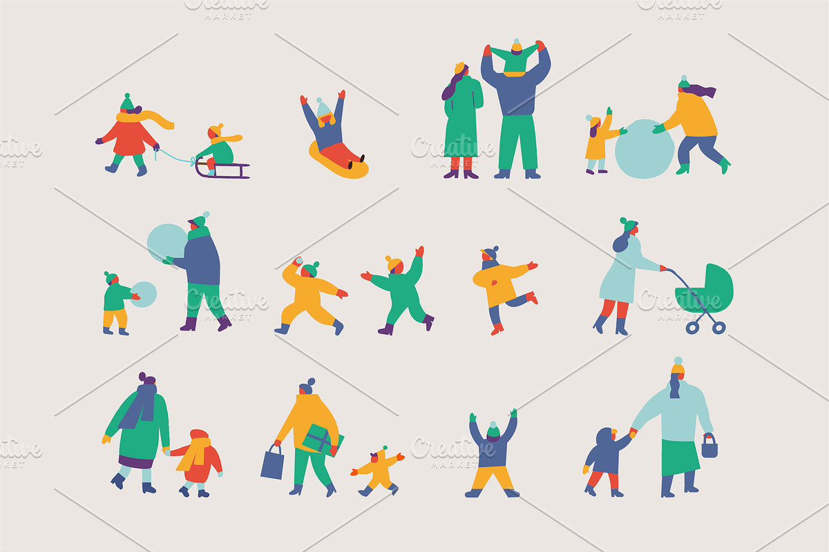 Winter People Flat Vector Set, a Person Illustration by Vector_Art (Photo 8 of 16)