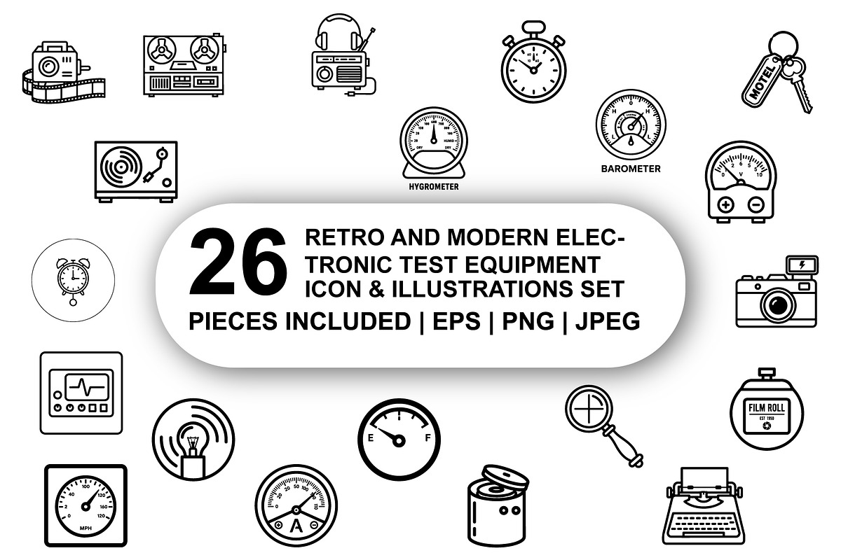 Retro & modern equipment Icon Set, an Outline Icon by Nurlan's shop (Photo 1 of 4)