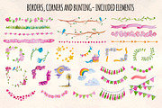40 Watercolor Borders Bunting, a Decorative Illustration by Violet LeBeaux (Thumbnail 2 of 3)