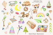Baby Toys Watercolor Clipart, an Object Illustration by BarvArt (Thumbnail 2 of 6)