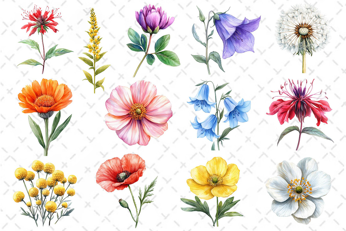 Watercolor Wildflowers Clipart, an Illustration by Dream Creation (Photo 4 of 5)