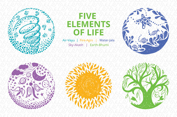 Five Elements Of Life Vector Set