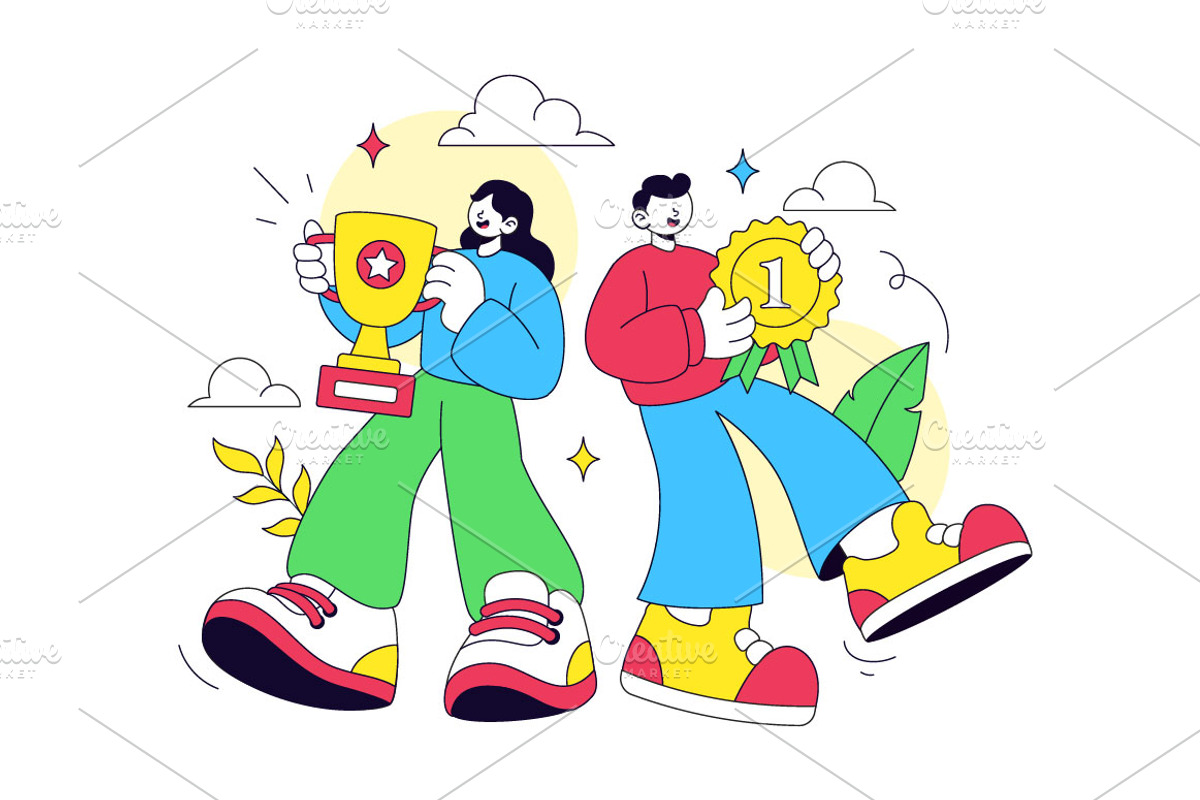10 Achievement Vector Illustration, a Person Illustration by denayunebgt (Photo 4 of 4)