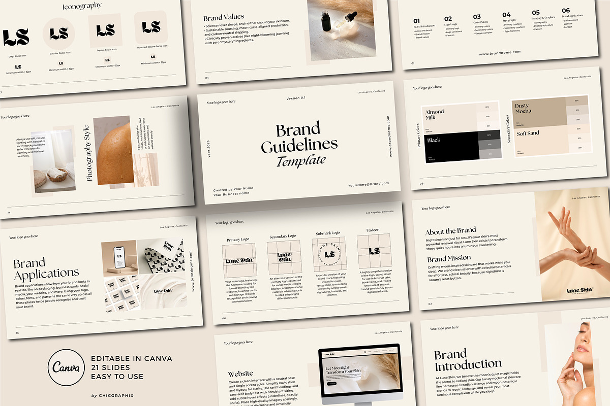 Lune Skin | Brand Guidelines, a Presentation Template by ChicGraphix (Photo 1 of 11)