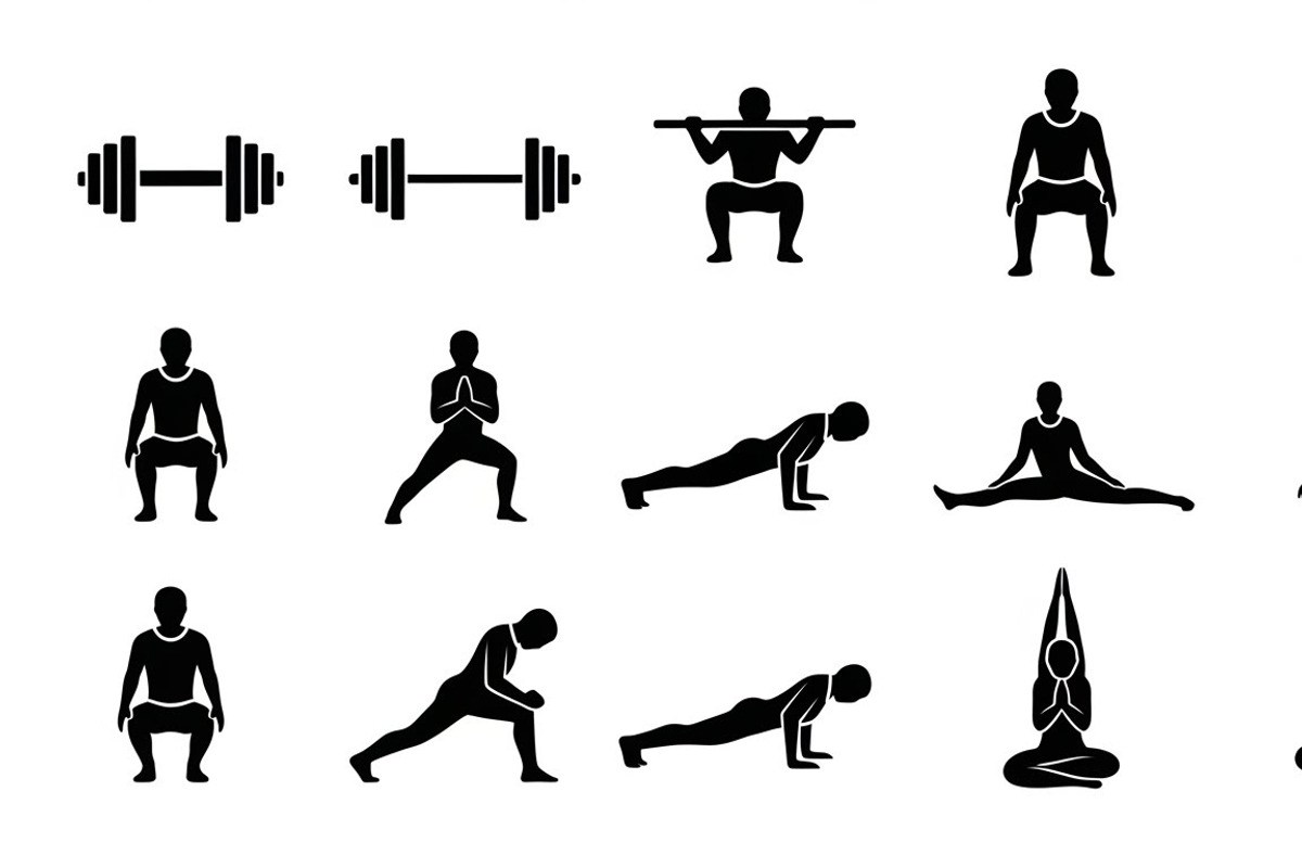 Fitness Workout Silhouette Icon Set, an Illustration by musafir_fashion (Photo 44 of 51)