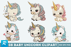 Cute Baby Unicorn Sublimation Clipa