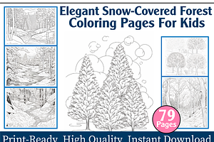 Elegant Snow-Covered Forest Coloring