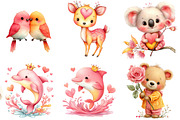 Valentine Animals Clipart, an Illustration by DreamArtGraphic (Thumbnail 2 of 4)