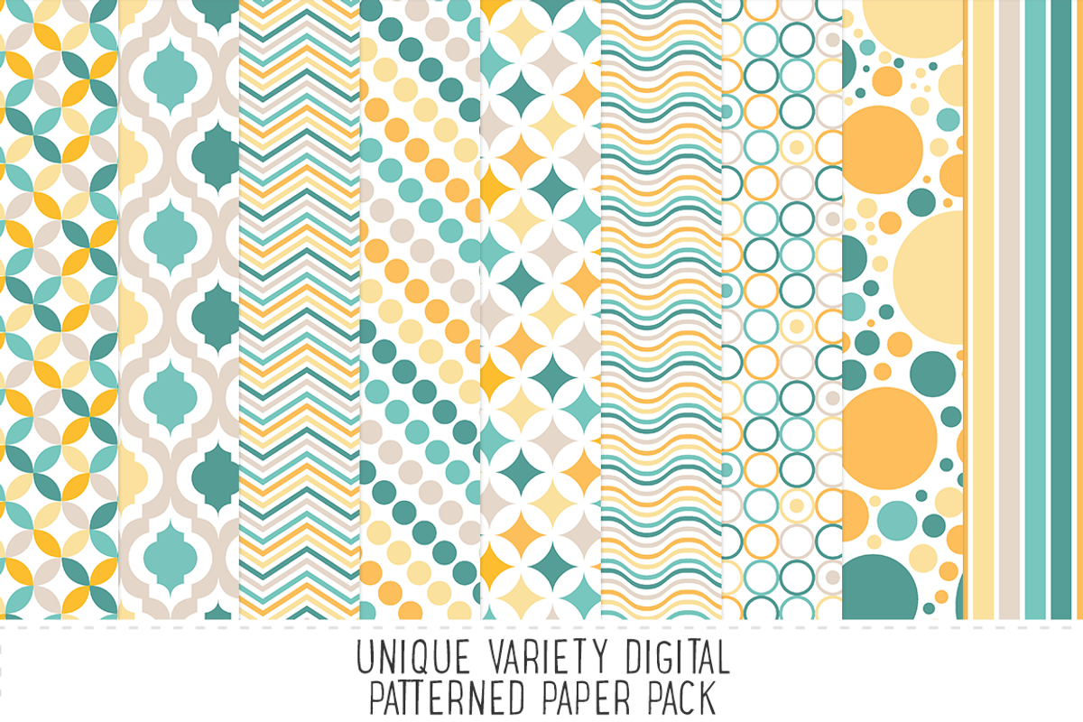 Lemon & Teal Pattern Paper Pack, a Pattern Graphic by Angie Sandy (Photo 1 of 2)