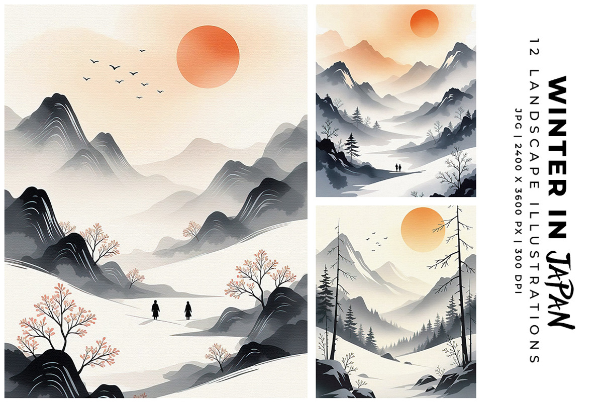 Winter in Japan, a Seasonal Illustration by Digital Art Creations (Photo 2 of 7)