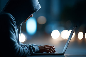 Person in a hoodie types on a laptop, a Technology Photo by MistyDay