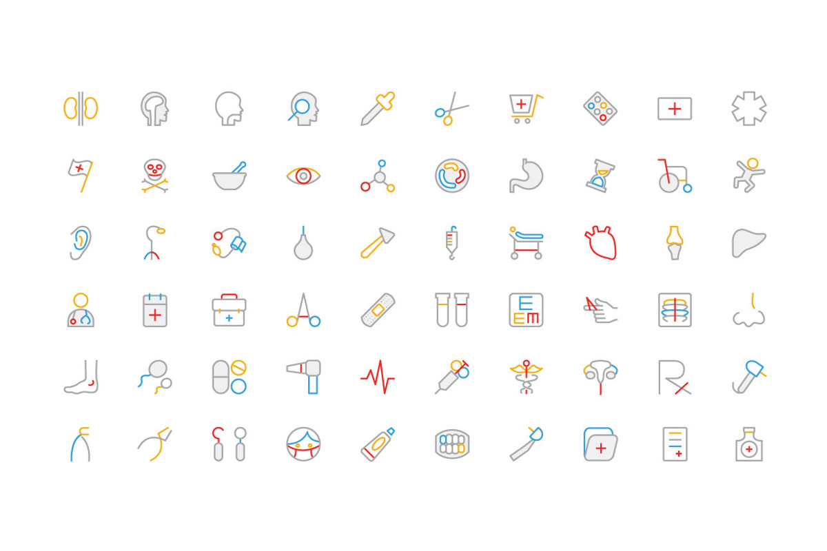 100 Medical Colored Line Icons, an Outline Icon by Creative Stall (Photo 2 of 2)
