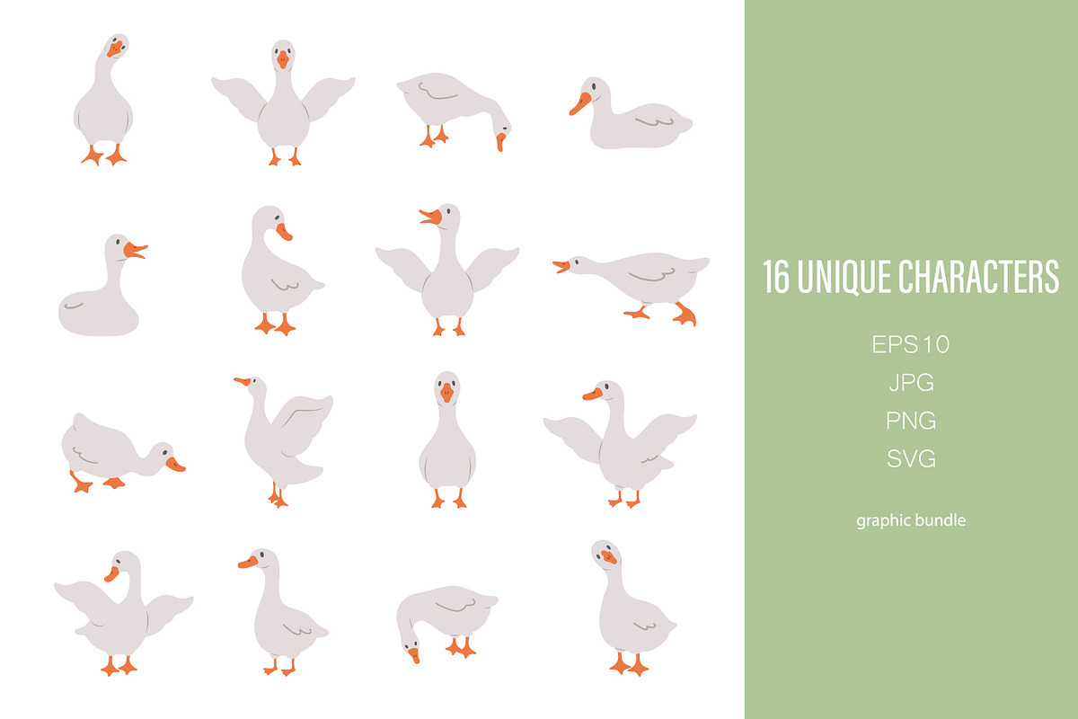 Cute geese clipart, an Animal Illustration by KeronnArt (Photo 2 of 4)