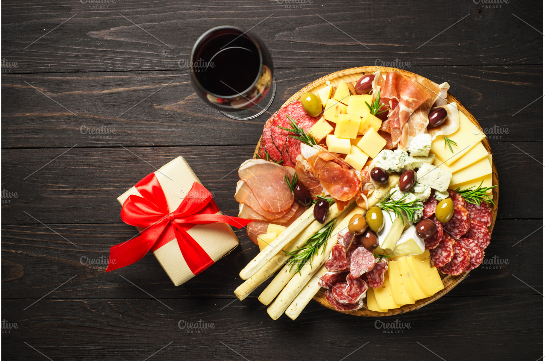 Antipasto platter with jamon, salami, a Food & Drink Photo by Nadia-nb