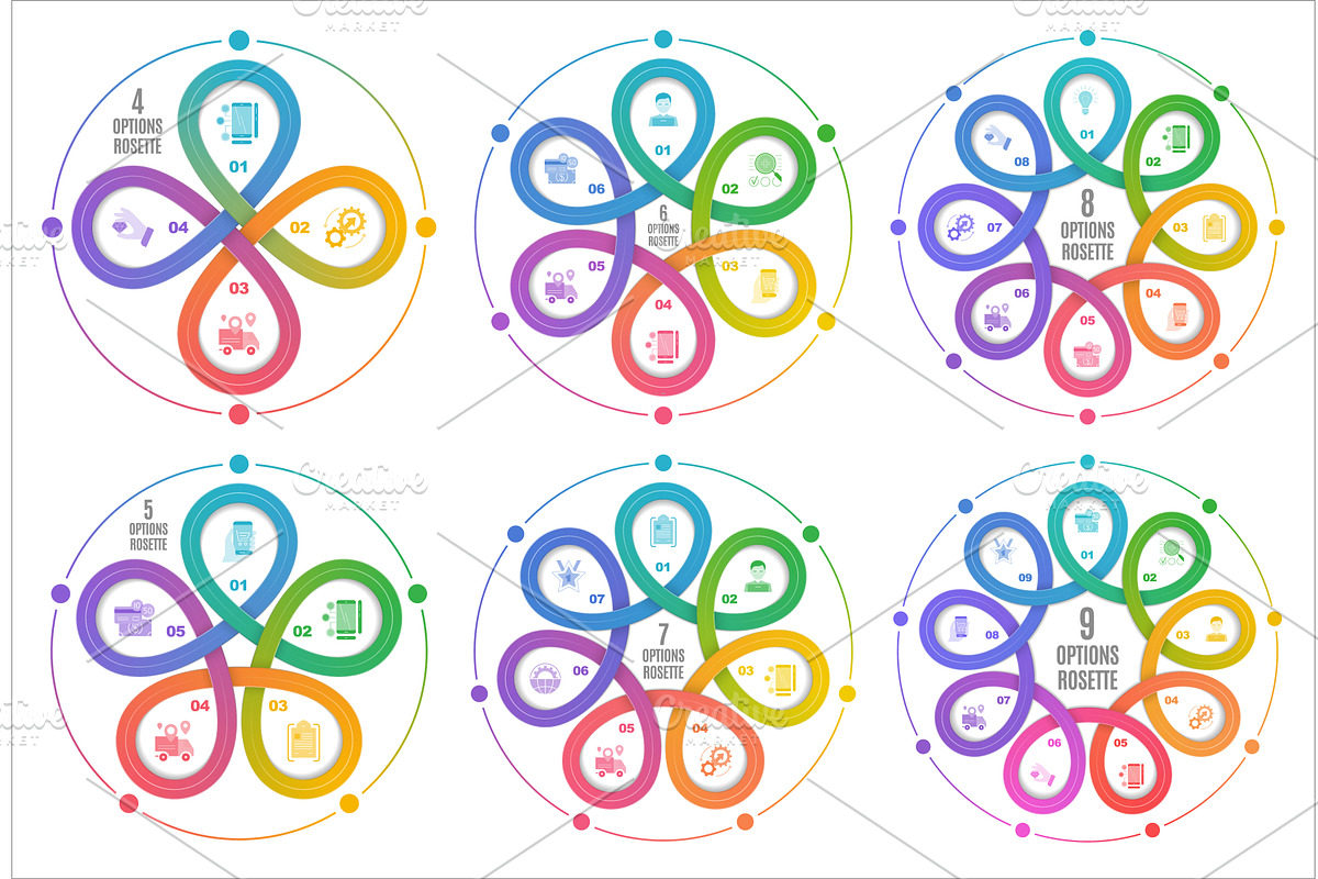 Circular diagram template with 4-9, an Illustration by RevelStockart