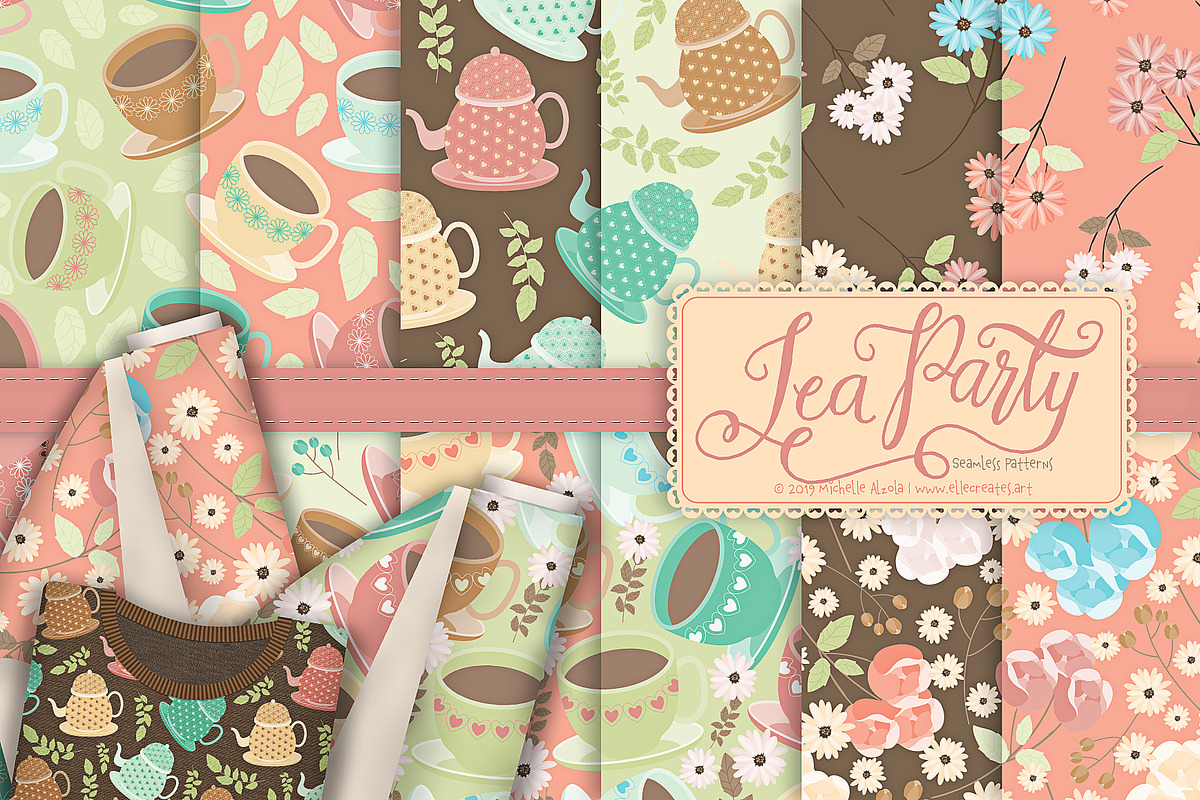 Tea Party 01 - Seamless Patterns, a Pattern Graphic by Michelle Alzola ...