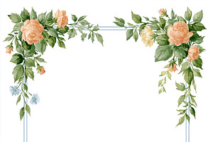 Vintage baby carriage and floral rose frame watercolor illustrat, an Illustration by Studio ANNA