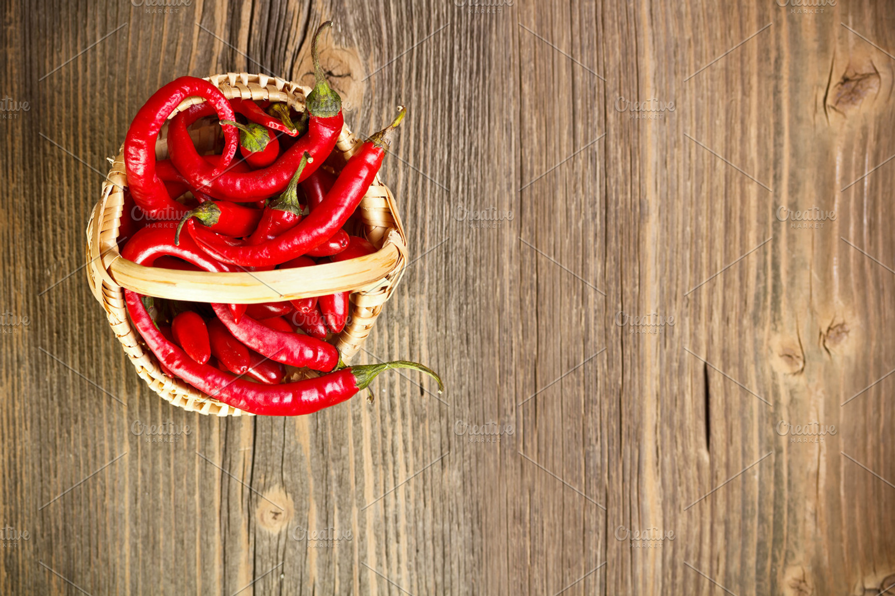 Chili Peppers Containing Basket Capsicum And Cayenne