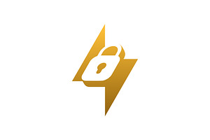modern thunder padlock logo, a Branding & Logo Template by Rasagama Studio
