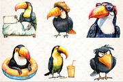 Grumpy Toucan Watercolor Clipart, an Illustration by Rose Art (Thumbnail 2 of 7)