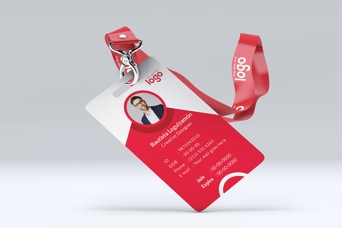 Red Id Card, a Stationery Template by ZAAS