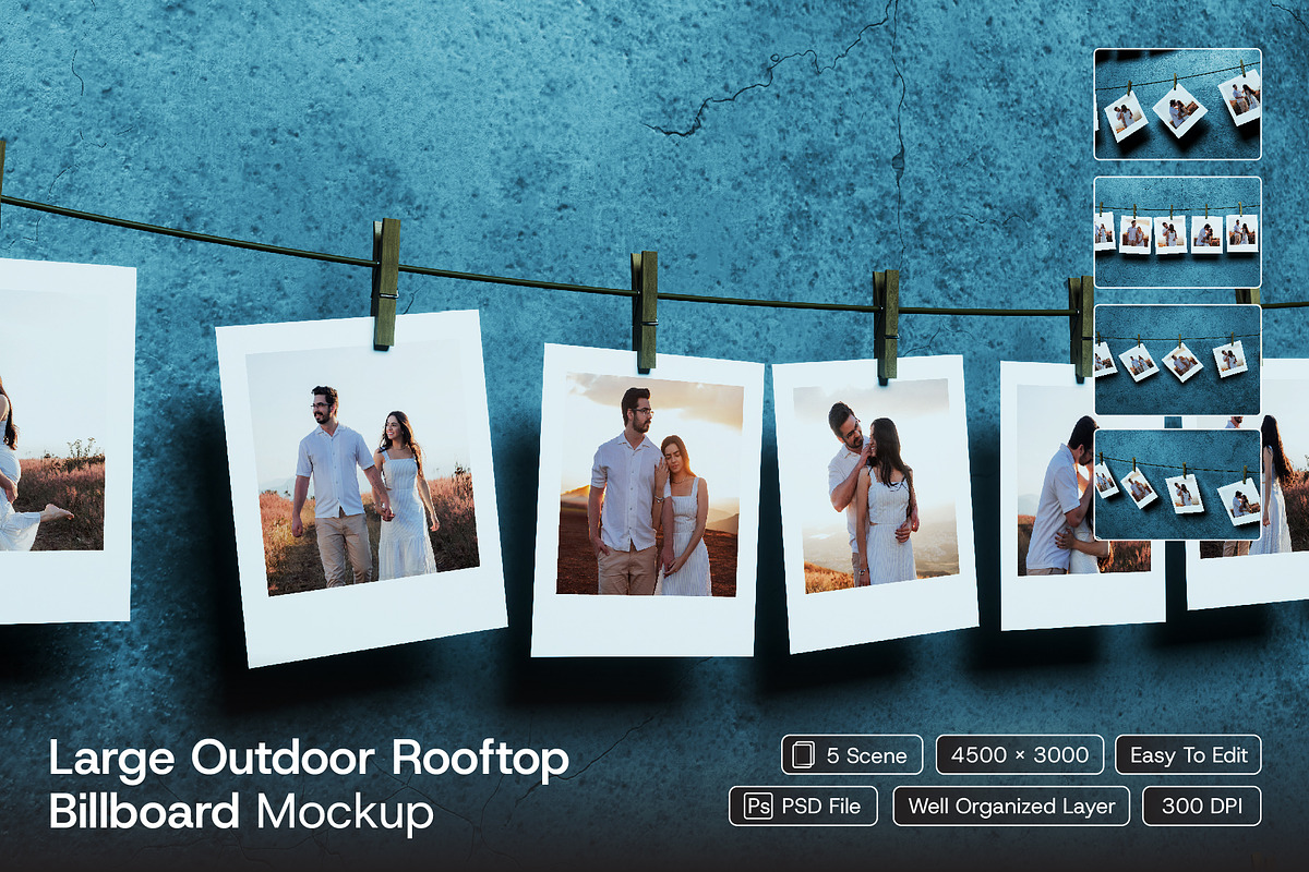 Gallery Photo Hanger Garland Mockup, an Advertising Mockup by herutage (Photo 1 of 6)
