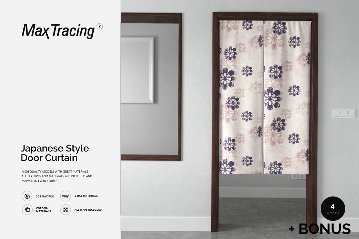 Japanese Style Door Curtain, an Object 3D Model by maxtracing2 (Photo 1 of 7)
