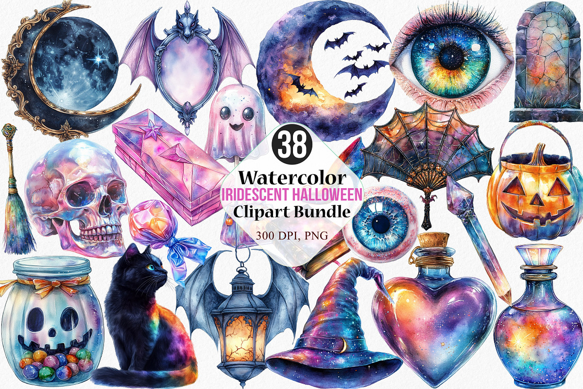 Iridescent Halloween Clipart, an Illustration by Canvas Craft (Photo 1 of 7)