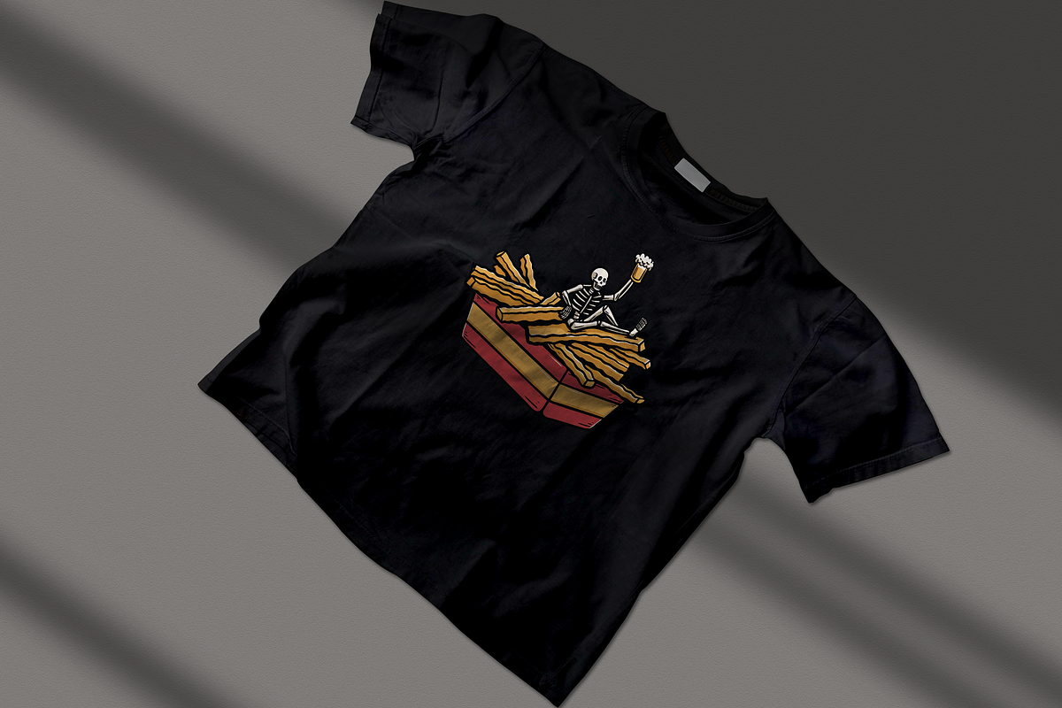 Skeleton in Fries Box with Beer, an Object Illustration by nomlimo.com (Photo 3 of 3)