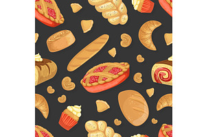 Baking Products Seamless Pattern, a Food Illustration by TopVectors