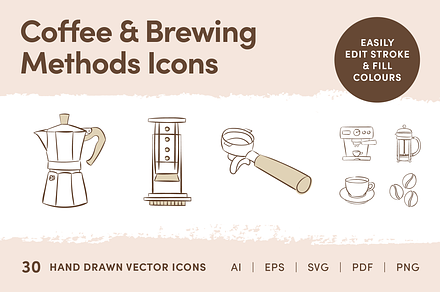 Coffee & Brewing Methods Icons
