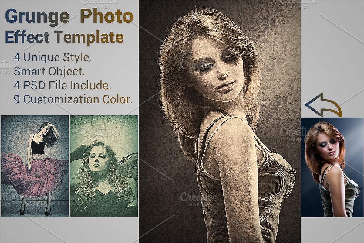 Grunge  Photo Effect Template, a Texture Illustration by MithunLekson (Photo 1 of 4)