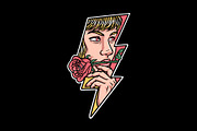 a beautiful woman is biting a rose, a Person Illustration by gunaonedesign (Thumbnail 1 of 4)