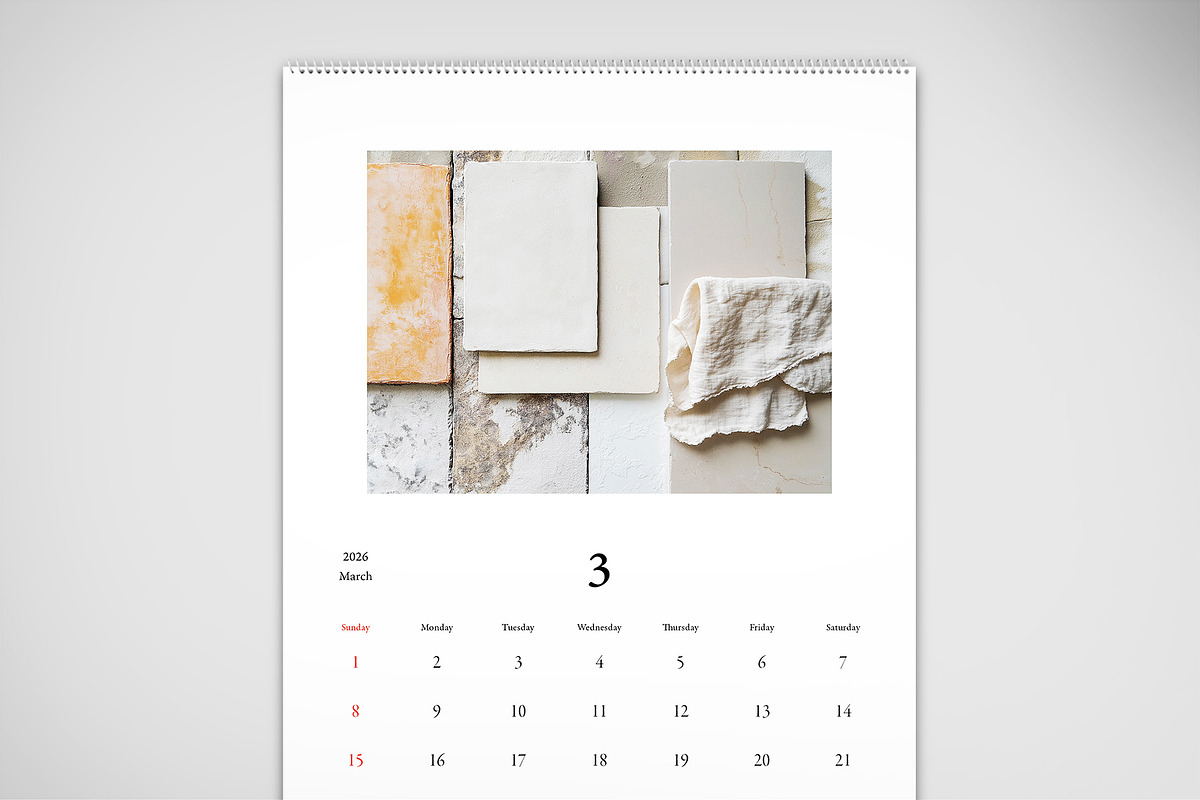 Minimalist Stone 2026 Calendar, a Print Template by McLittle Stock (Photo 3 of 6)