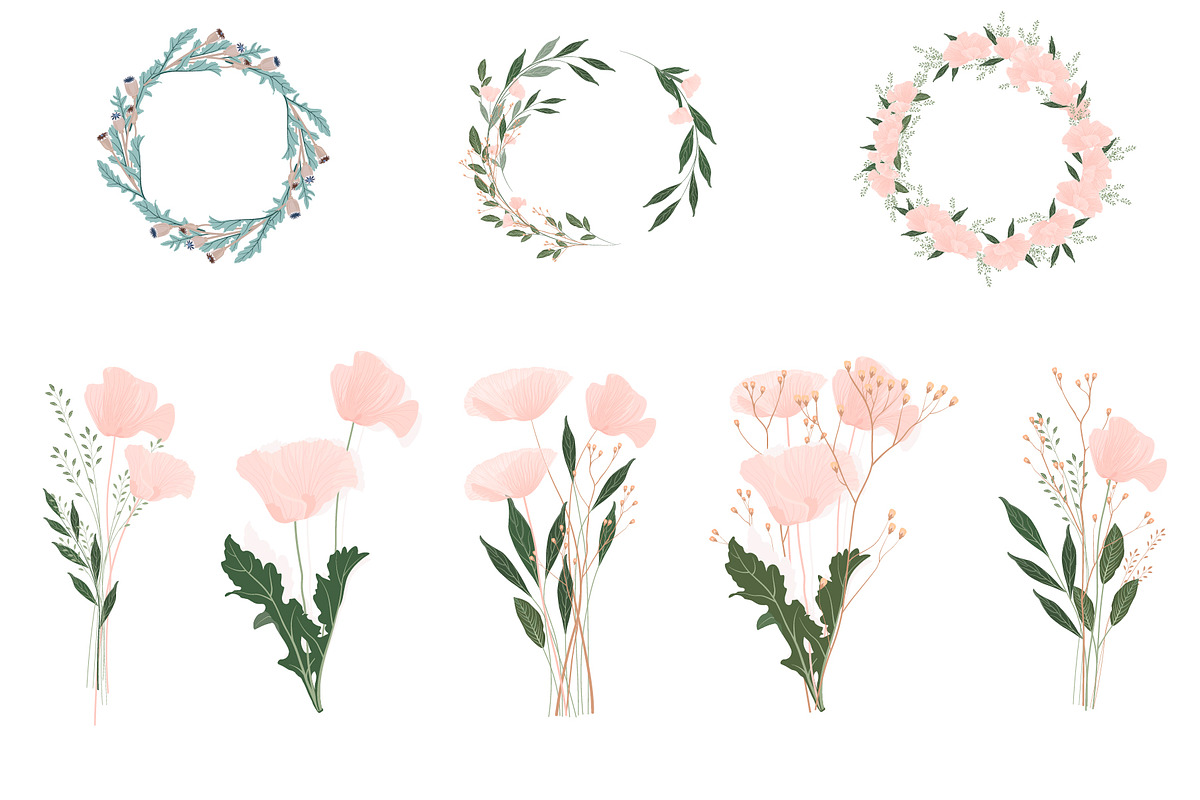 Blush Pink Flowers Poppies One Touch, an Illustration by MariiaVasilenko (Photo 3 of 10)