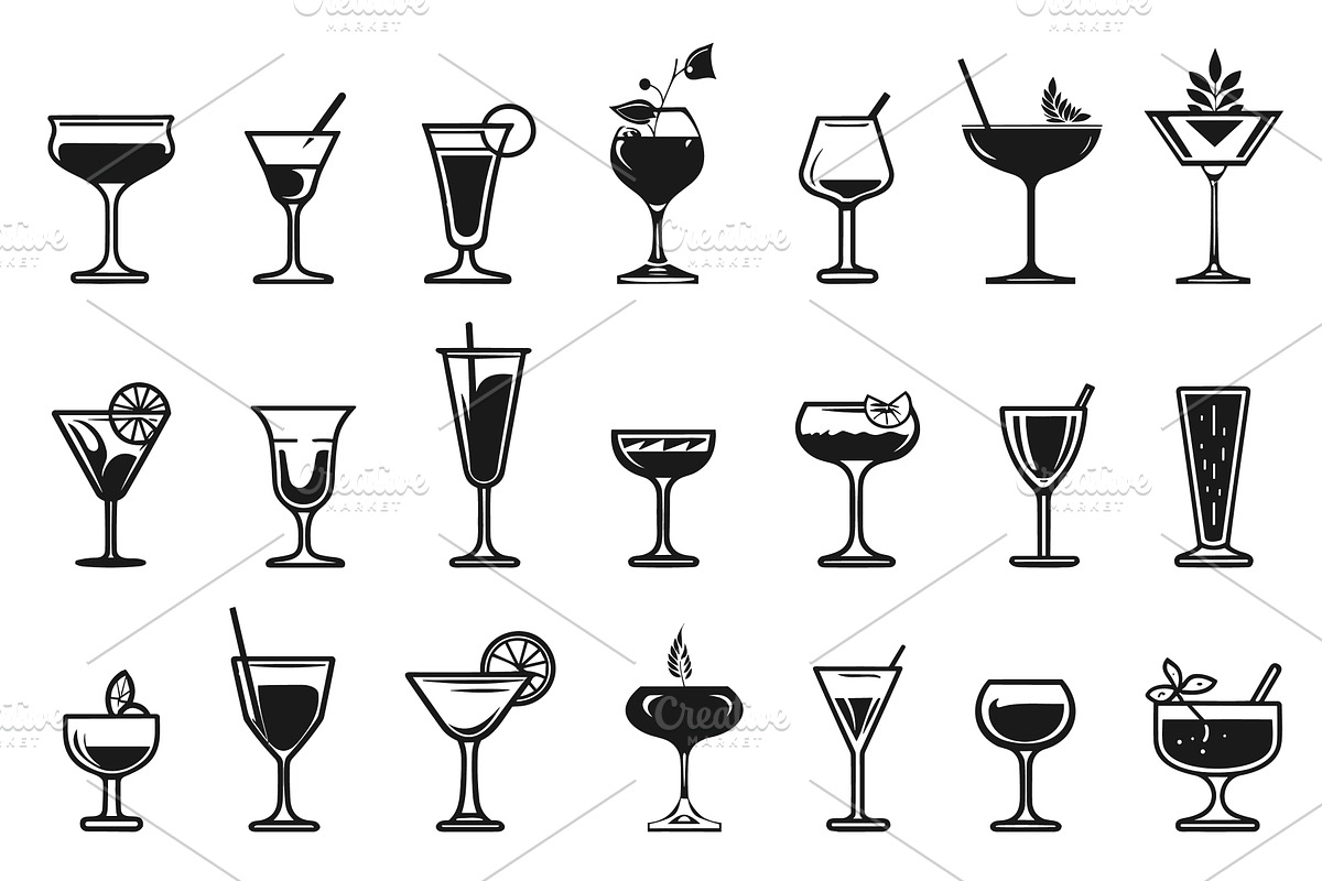 Cocktails black icons. Alcohol, a Graphic by LadadikArt