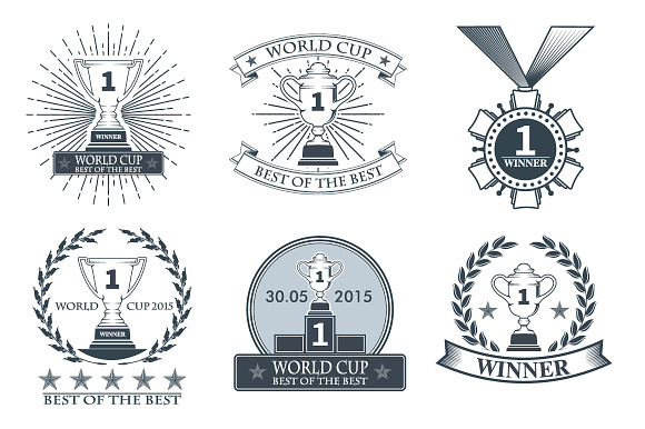 Vector Labels. Set Of The Winner.