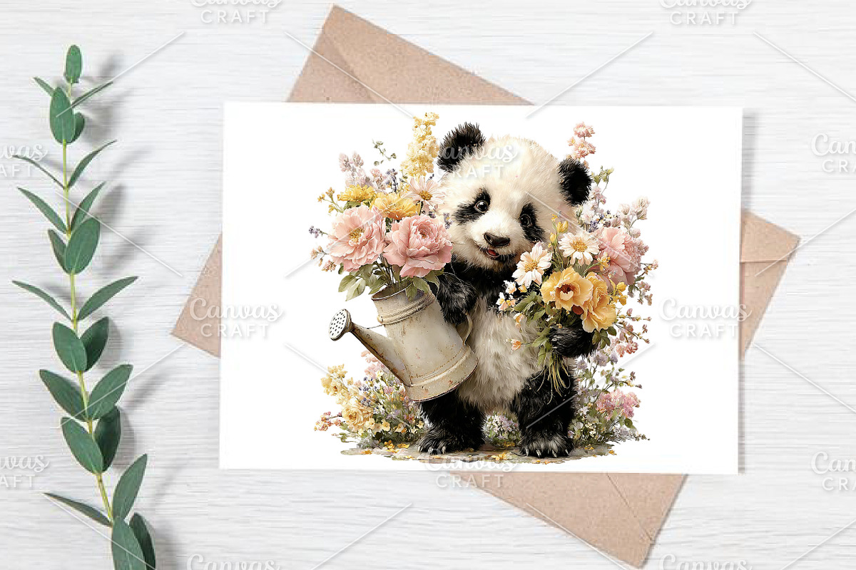 Watercolor Spring Panda Clipart PNG, an Illustration by Canvas Craft (Photo 6 of 7)