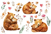 Hugs. Mom and Baby. Watercolor Bear, an Animal Illustration by AlineArtStore (Thumbnail 2 of 8)