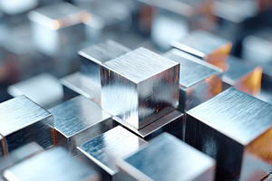 Shiny metallic cubes in abstract arrangement, an Abstract Photo by AlyaAnd