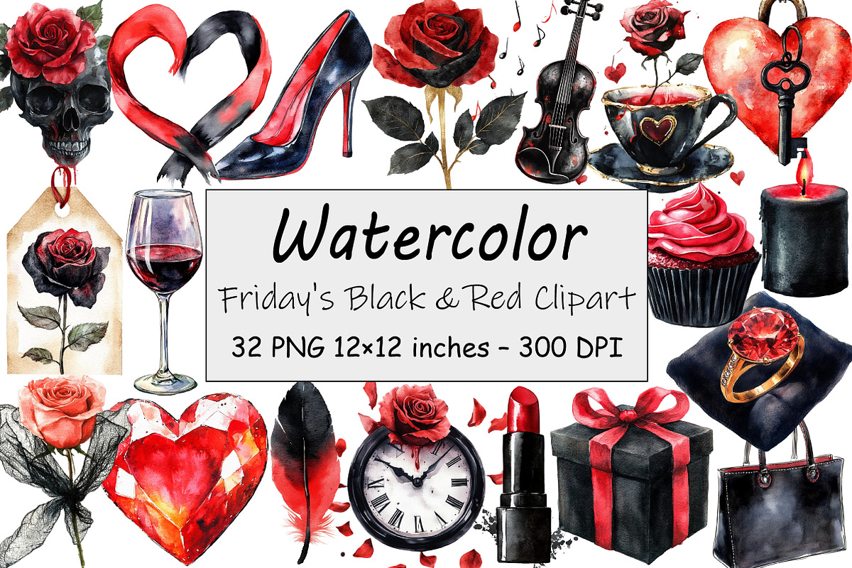 Friday's Black & Red Clipart, an Illustration by Design Market (Photo 1 of 3)