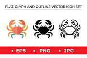 Crab Icon Set Vector, an Outline Icon by Artonix (Thumbnail 1 of 2)
