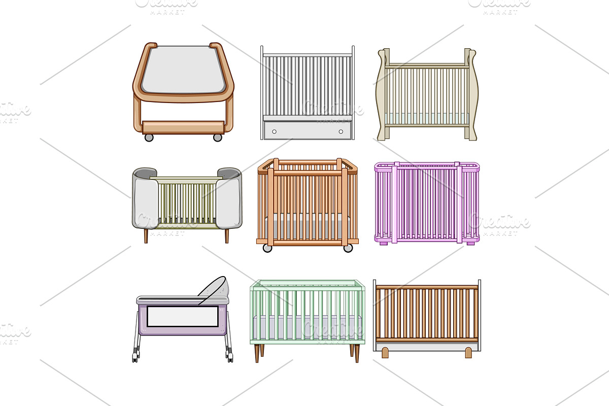 Different baby cribs and cradles, an Object Illustration by pikepicture