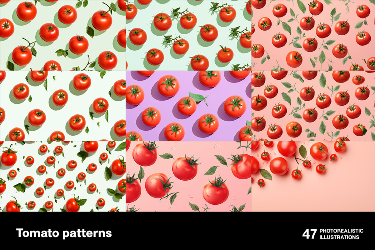 Tomato Patterns. 47 images, a Food Illustration by Handmadefont (Photo 4 of 11)