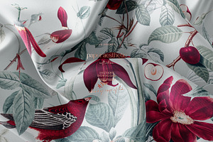 Cherry Rose Sage Floral Pattern