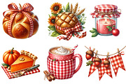 Red Gingham Autumn Clipart, an Illustration by Watercolor design (Thumbnail 3 of 4)