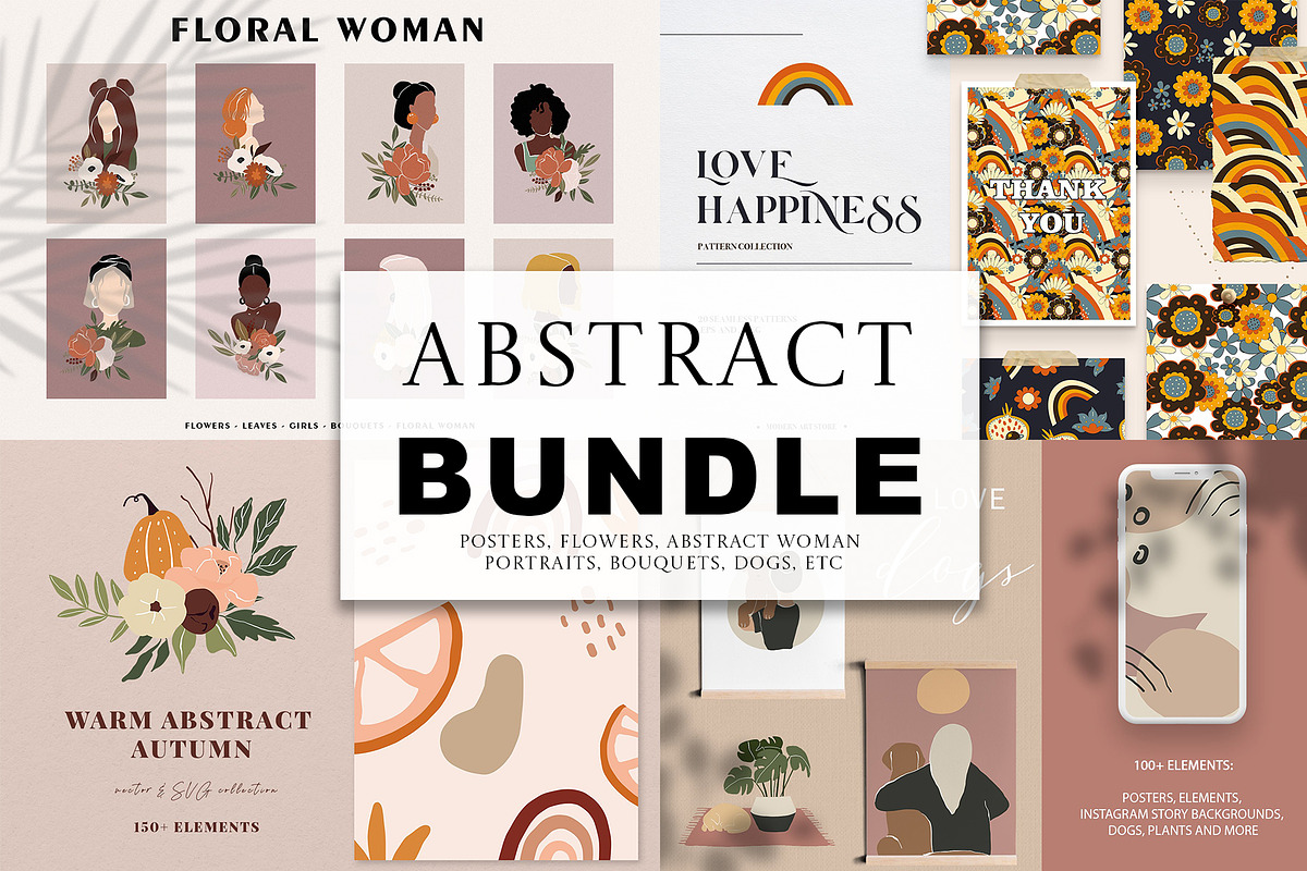 ABSTRACT BUNDLE - woman, flowers, a Person Illustration by Spark Studio Brushes (Photo 1 of 25)