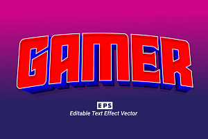 Gamer Vector 3D Editable Text Effect